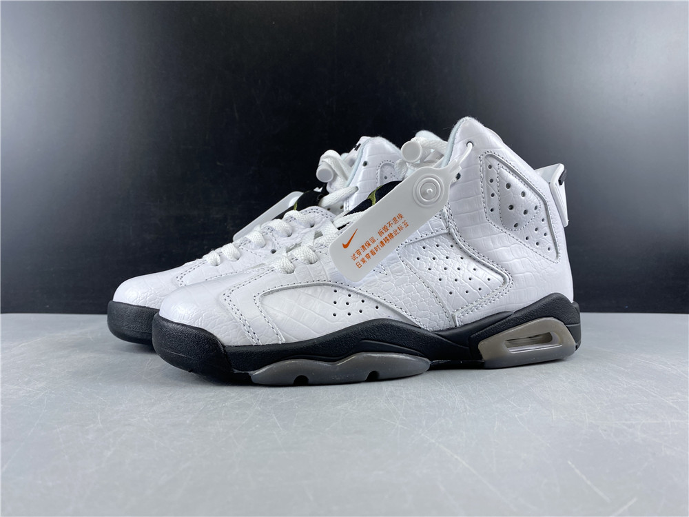 2020 Air Jordan 6 GS Crocodile White Black